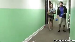 A young girl is getting fucked in the closed room