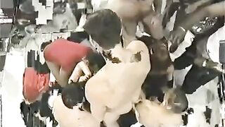 The crowd fucked a pretty young girl with big boobs
