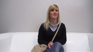 Young beautiful blonde at a porn casting, she is only 25 years old