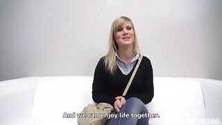 Young beautiful blonde at a porn casting, she is only 25 years old