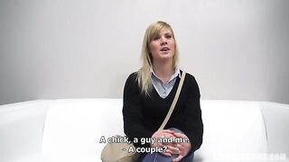 Young beautiful blonde at a porn casting, she is only 25 years old