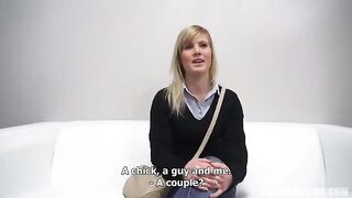 Young beautiful blonde at a porn casting, she is only 25 years old