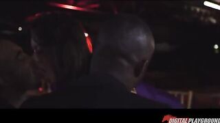 Brunetochka enjoys intense action with two black men