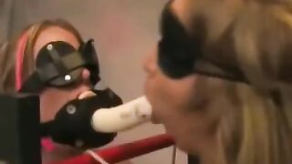 Bondage play and domination with lesbian sex and toys