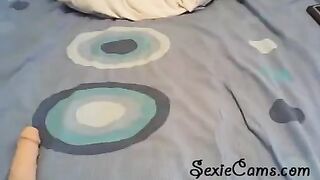 The girl checks her new sex toys on a webcam live stream