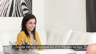 Tracy Lindsay with female agent in steamy lesbian casting session