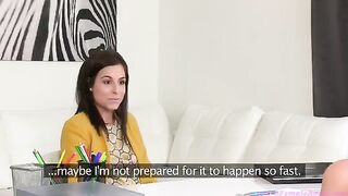 Tracy Lindsay with female agent in steamy lesbian casting session