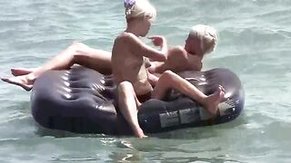 A sexy girl is fucking on the mattress completely naked