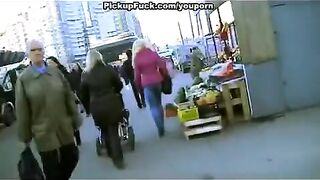 A guy picked up a blonde and fucked her on the street
