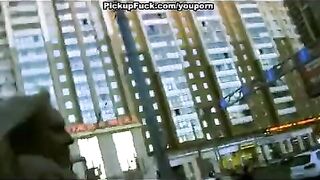 A guy picked up a blonde and fucked her on the street