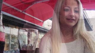 A sexy blonde with natural tits gets fucked by a huge cock in HD