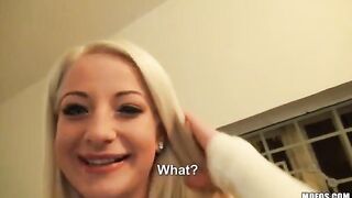 A sexy blonde with natural tits gets fucked by a huge cock in HD