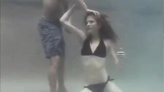 Redhead beauty making love with her guy in the pool