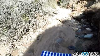Pretty girl Jessica James has sex with a guy straight in nature