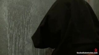 The sexy girl was tied up and had to withstand a strong cock in her mouth