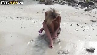 A couple enjoys private sex on the Russian beach, capturing every moment