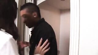 Dark-skinned babe Sasha Gray getting fucked by a reporter