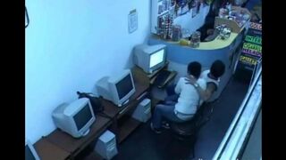 The guy almost fucked in internet cafe webcam show