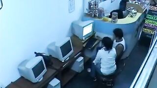 The guy almost fucked in internet cafe webcam show