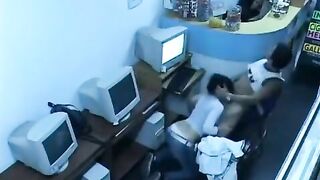 The guy almost fucked in internet cafe webcam show