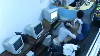 The guy almost fucked in internet cafe webcam show