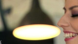 A woman in stockings has sex with a man with a beautiful ass