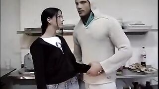 The couple has sex right in the kitchen, it was very tasty