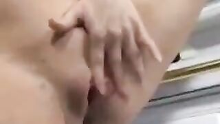 A juicy pregnant beauty gets her pussy full of cum in the kitchen