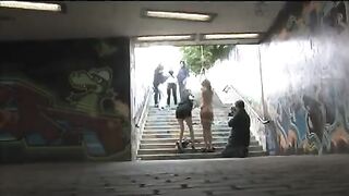 Girl was tied up and fucked harshly right on the street