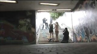 Girl was tied up and fucked harshly right on the street