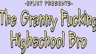 He could insert his dick in the crotch of the granny, a daring feat