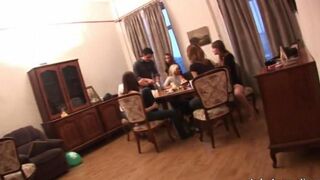 A gangbang with young Russian students at the party
