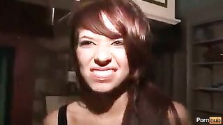 The cute girl masturbates with a toy through her panties