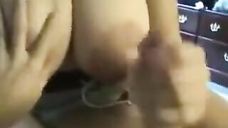 A fat woman swallows all the cum, to the last drop