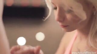 Blonde beauty gets fucked in the studio with huge cock