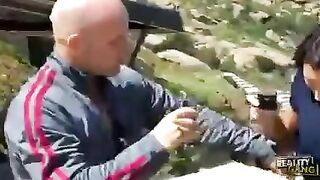 A burning brunette chick got fucked by the first guy she met