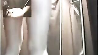 A hidden camera in the locker room of an underwear store caught a couple getting intimate