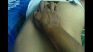 The husband massaged the nipples of his wife with his tongue and fingers in POV