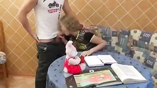 A schoolgirl got fucked by her classmate on a cozy day