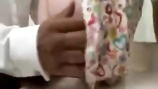 A cute baby is fucking with a member, showing her skills