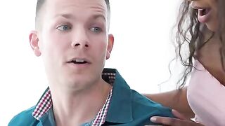 Demi Sutra massages her friend’s cock before a special someone arrives