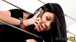 Hot Latina with big boobs Canela Skin got stuck and fucked