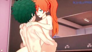 Izuku Midoriya and Itsuka Kendo get fucked in the locker room