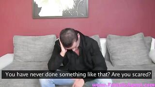 The girl forced the guy to do a blowjob at casting