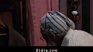 Older guy punished his granddaughter for cheating through spanking