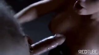 The lady has a slave to lick her pussy and stockings