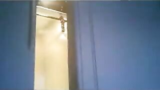 The wife ran in thongs around the apartment, startling troops