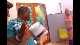 Blonde Malibu fucks with a negro in her anal sample