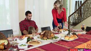 A hot threesome sex after the family dinner