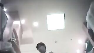 The employee set up a camera under the skirt of the checkout girl